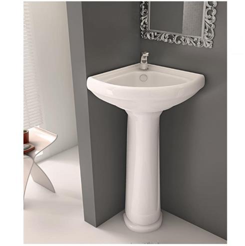 روشویی پایه دار گوشه سینا چینی مدل آبتین سایز 45